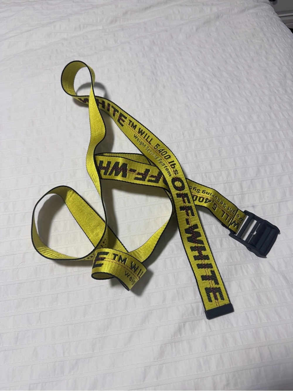 AUTHENTIC Off-White Yellow Industrial Web Belt with Black Logo